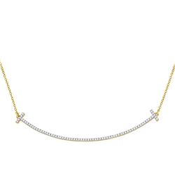 Diamond Curved Bar Necklace 1/3 Cttw 10kt Yellow Gold