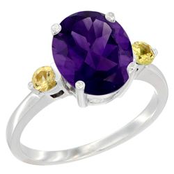 2.64 CTW Amethyst & Yellow Sapphire Ring 10K White Gold - REF-24W5F