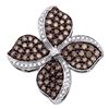 Round Brown Diamond Flower Cluster Pendant 1.00 Cttw 10kt White Gold