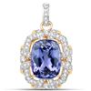 16.05 ctw Tanzanite & Diamond Pendant 18K Yellow Gold - REF-1080W6M