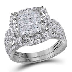 Diamond Bridal Wedding Engagement Ring Band Set 2.00 Cttw 14kt White Gold