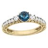 1.35 CTW London Blue Topaz & Diamond Ring 14K Yellow Gold - REF-79V6R