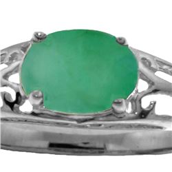 Genuine 1.15 ctw Emerald Ring 14KT White Gold - REF-39F3Z