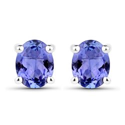 0.66 ctw Tanzanite Earrings 14K White Gold - REF-15R4K