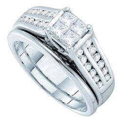 Diamond Bridal Wedding Engagement Ring Band Set 1.00 Cttw 14kt White Gold