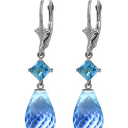 Genuine 11 ctw Blue Topaz Earrings 14KT White Gold - REF-39W3Y