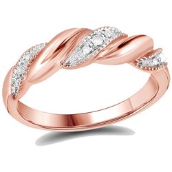 Diamond Milgrain Crossover Band Ring 1/20 Cttw 14kt Rose Gold