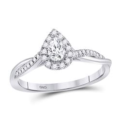 Pear Diamond Solitaire Bridal Wedding Engagement Ring 1/3 Cttw 14kt White Gold