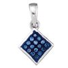 Image 1 : Round Blue Color Enhanced Diamond Square Pendant 1/20 Cttw 10kt White Gold