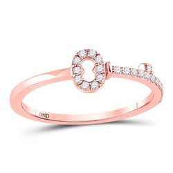 Diamond Key Stackable Band Ring 1/8 Cttw 10kt Rose Gold