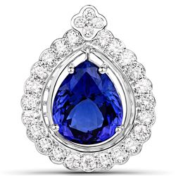 10.39 ctw Tanzanite & Diamond Pendant 18K White Gold - REF-1207X8Y