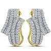 Image 1 : Round Baguette Diamond Bypass Hoop Earrings 1.00 Cttw 14kt Yellow Gold