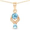 Image 1 : 0.79 ctw Swiss Blue Topaz & Diamond Pendant 14K Yellow Gold - REF-28R4K