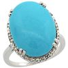 Image 1 : 13.71 CTW Turquoise & Diamond Ring 14K White Gold - REF-86V9R