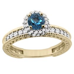 0.91 CTW London Blue Topaz & Diamond Ring 14K Yellow Gold - REF-66M2K