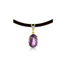 Genuine 7.56 ctw Amethyst & Diamond Necklace 14KT Yellow Gold - REF-35K5V