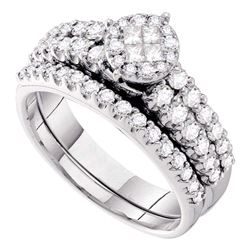 Diamond Bridal Wedding Engagement Ring Band Set 1.00 Cttw 14kt White Gold