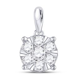 Diamond Flower Cluster Pendant 1/2 Cttw 14kt White Gold