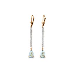 Genuine 3.6 ctw Aquamarine & Diamond Earrings 14KT Rose Gold - REF-64H6X