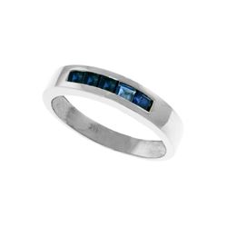 Genuine 0.60 ctw Sapphire Ring 14KT White Gold - REF-47T5A