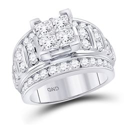 Diamond Cluster Bridal Wedding Engagement Ring 3.00 Cttw 14kt White Gold