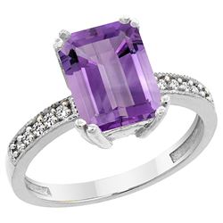 3.70 CTW Amethyst & Diamond Ring 14K White Gold - REF-40N3Y