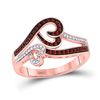 Image 1 : Round Red Color Enhanced Diamond Heart Ring 1/4 Cttw 10kt Rose Gold