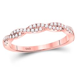 Diamond Woven Twist Stackable Band Ring 1/4 Cttw 10kt Rose Gold