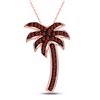 Image 1 : Round Red Color Enhanced Diamond Palm Tree Beach Pendant 1/4 Cttw 10kt Rose Gold