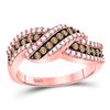 Image 1 : Round Brown Diamond Crossover Band Ring 3/4 Cttw 10kt Rose Gold