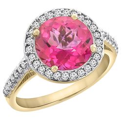 2.44 CTW Pink Topaz & Diamond Ring 10K Yellow Gold - REF-57M3A