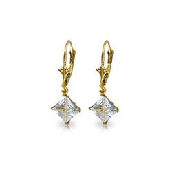 Genuine 3.2 ctw Aquamarine Earrings 14KT Yellow Gold - REF-39N4R