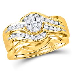 Diamond Bridal Wedding Engagement Ring Band Set 1/2 Cttw 14kt Yellow Gold