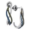 Image 1 : Round Green Blue Color Enhanced Diamond Half J Hoop Earrings 1/4 Cttw 10kt White Gold