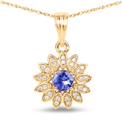 0.31 ctw Tanzanite & Diamond Pendant 14K Yellow Gold - REF-38X6Y