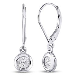 Diamond Illusion Dangle Leverback Earrings 1/20 Cttw 10kt White Gold