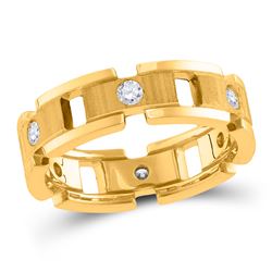 Mens Diamond Link Chain Wedding Band Ring 1/2 Cttw 14kt Yellow Gold