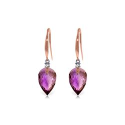 Genuine 19.1 ctw Amethyst & Diamond Earrings 14KT Rose Gold - REF-41Y3F