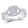 Image 1 : Diamond Rectangle Twist Cluster Ring 1/4 Cttw 10kt White Gold