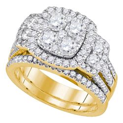 Diamond Cluster Bridal Wedding Engagement Ring Band Set 2.00 Cttw 14kt Yellow Gold