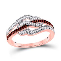 Round Red Color Enhanced Diamond Heart Ring 1/4 Cttw 10kt Rose Gold