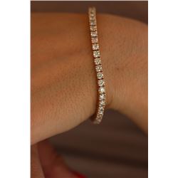 Natural 6.02 ctw Diamond Eternity Tennis Bracelet 18K Rose Gold - REF-498Y2W