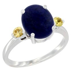 2.74 CTW Lapis Lazuli & Yellow Sapphire Ring 10K White Gold - REF-22Y5V