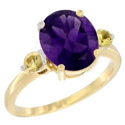 2.64 CTW Amethyst & Yellow Sapphire Ring 14K Yellow Gold - REF-32Y3V