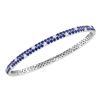 Image 1 : Round Blue Sapphire Diamond Double Row Bangle Bracelet 3-1/3 Cttw 18kt White Gold
