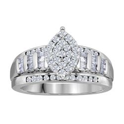 Diamond Cluster Bridal Wedding Engagement Ring 1.00 Cttw 10kt White Gold