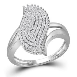 Diamond Oval Marquise-shape Cluster Ring 3/8 Cttw 10kt White Gold