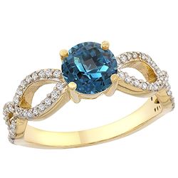 1.25 CTW London Blue Topaz & Diamond Ring 10K Yellow Gold - REF-50M2A