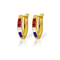 Genuine 1.28 ctw Ruby, White Topaz & Sapphire Earrings 14KT Yellow Gold - REF-26W7Y