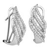 Image 1 : Round Baguette Diamond Half J Hoop French-clip Earrings 1-1/3 Cttw 14kt White Gold